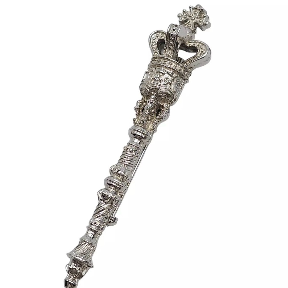 Crown Cross Long vintage Brooch